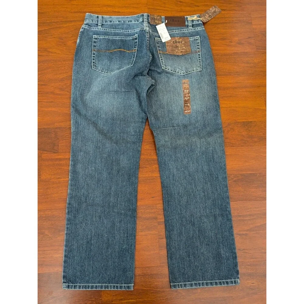 NWT Blue Pronto Uomo 5-Pocket Straight Cut Denim Blue Jeans Men's 36x30 Y2K